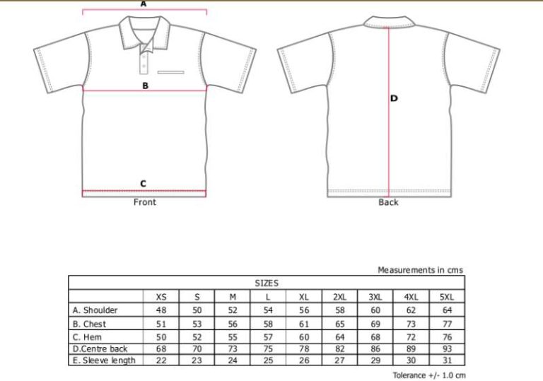Bashers Cricket Club » Shirt Sizes